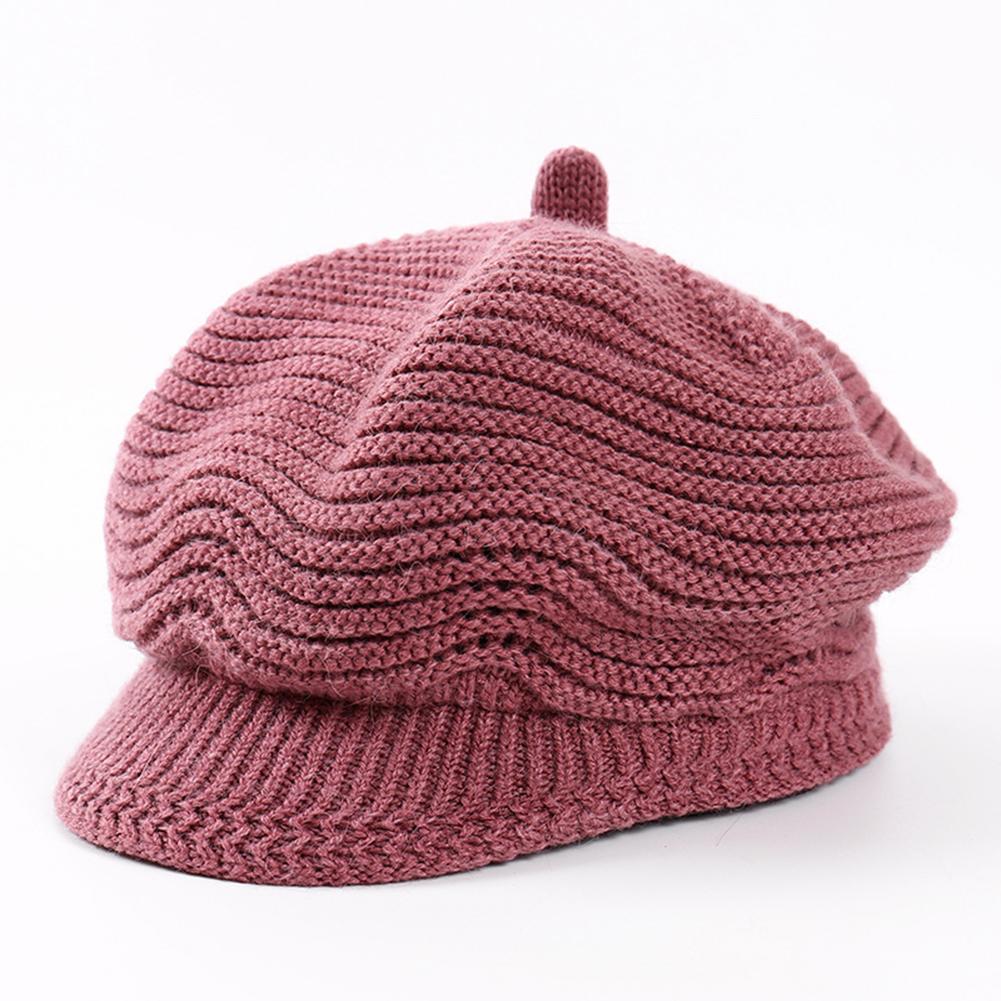 Women Knitted Cap Peaked Octagonal Beret Cap Fashionable Winter Autumn Hat