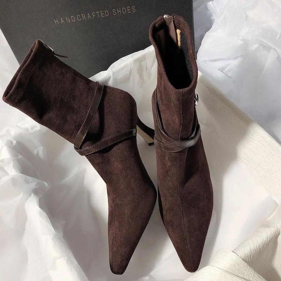 Modă Modă Elastic Subțire Femei Botine Glezna Modă Petrecere Stripper Pantofi Femeie Doamnelor Toc Înalt Scurți Botas Pentru Femei