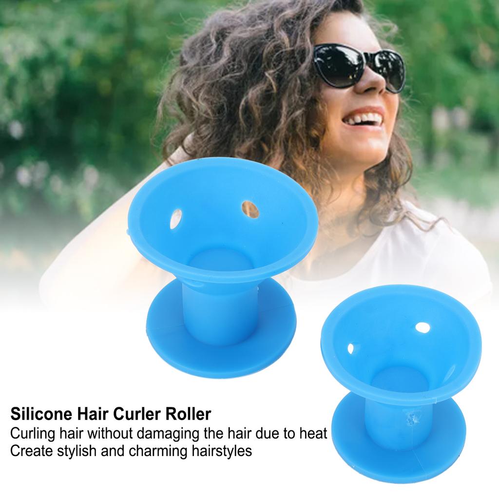 20 Stück Haarwickler Weiches Silikon Verschiedene Größen Wiederverwendbarer Lockenwickler Haarstyling-Werkzeug für Frauen Blau