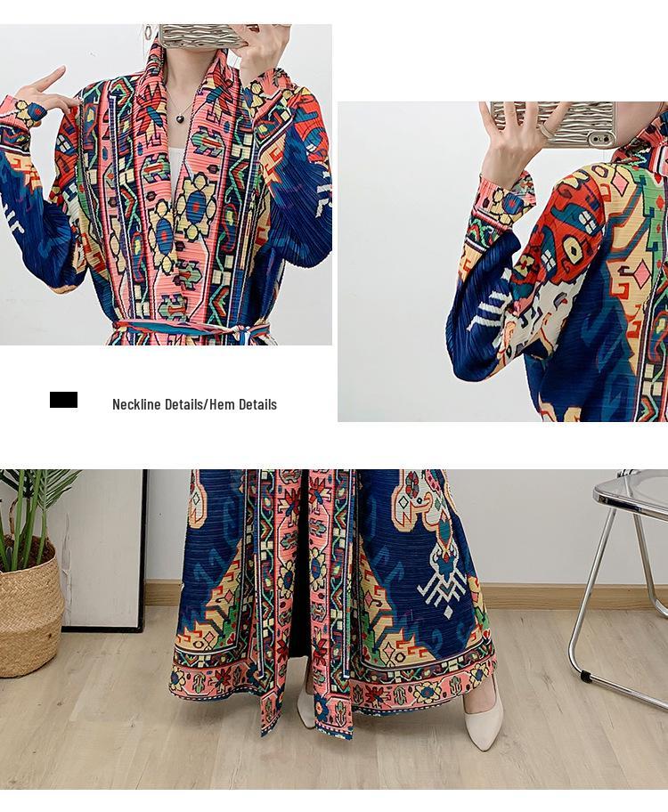 Autumn Women's Casual Long Sleeve Print Dress with Elastic Waist and Large Swing Skirt