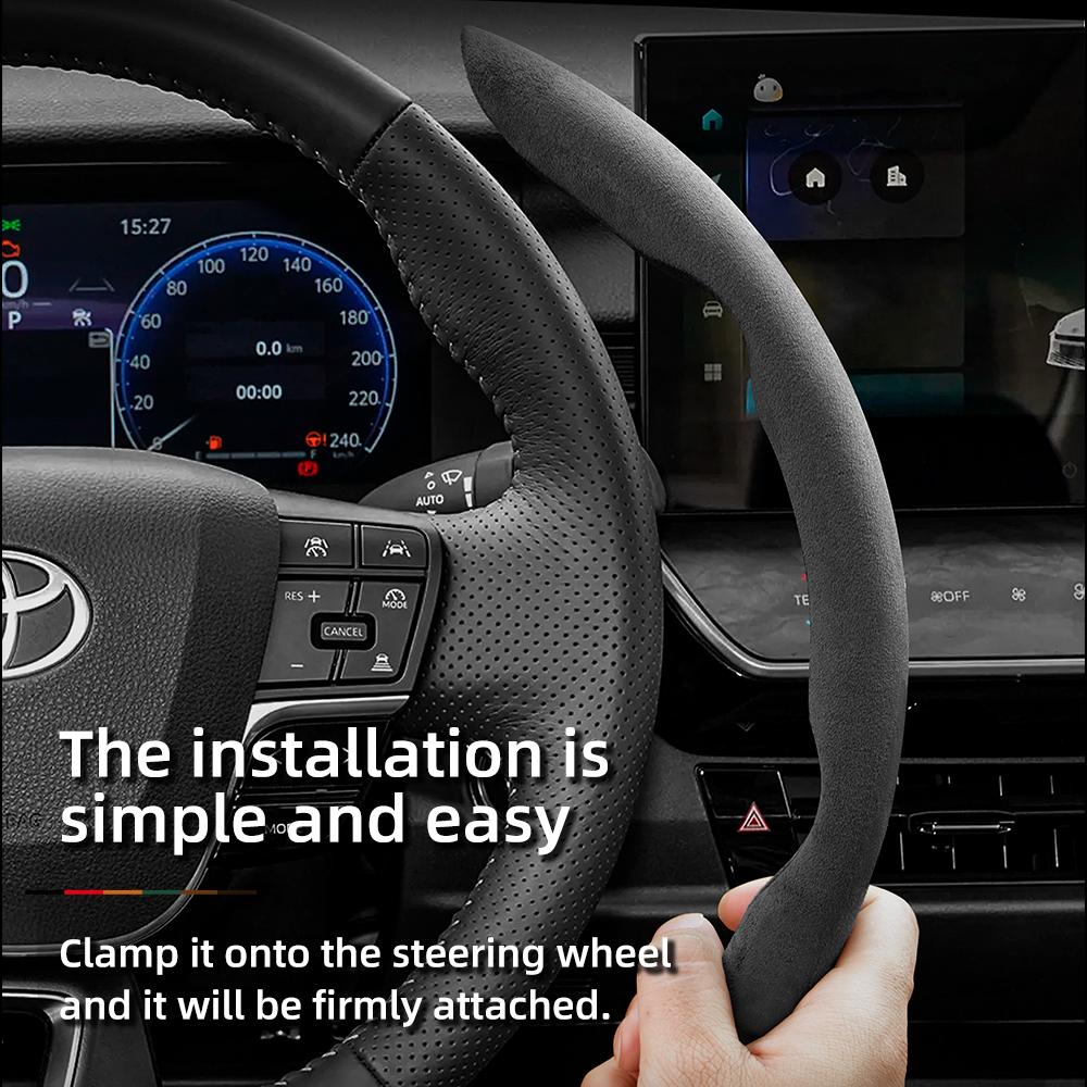 Suitable for Toyota Anti-Slip Buckle Segmented Suede Steering Wheel Cover Suitable for Yaris Auris Chr Corolla Rav4 Hilux Wish Roomy Aqua Probox Prius