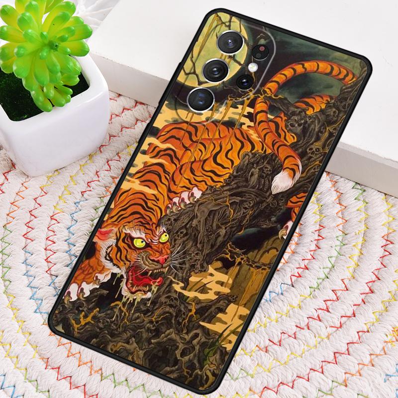 Japanese Tiger soft Silicone Phone Case For Samsung Galaxy note 10 pro S26 S25 S24 S23 S22 S21 Plus S25Ultra Capa Cover