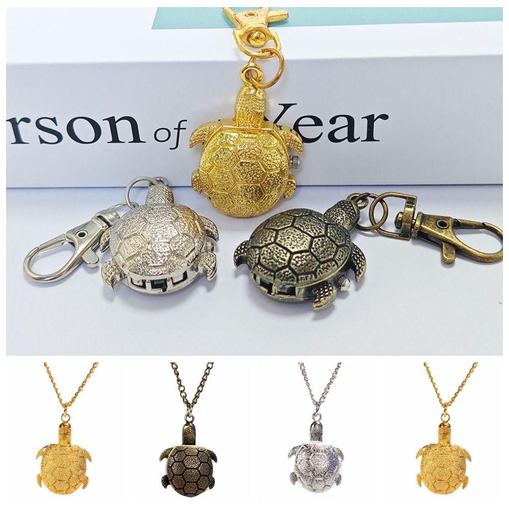 Alloy Turtle Watch Flip Cap Necklace Watch Creative Pocket Watch Gift