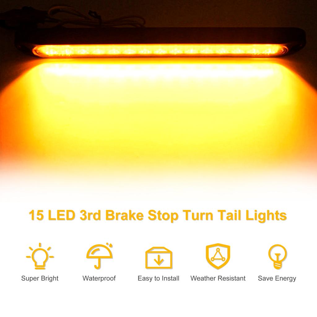 1PCS Universal LED Tail Rear Lamp for Trailer Truck Lorry Pickup - Brake/Stop/Turn Lights 12V-24V 15 LEDs Light Bar StripBack Up Lights 1