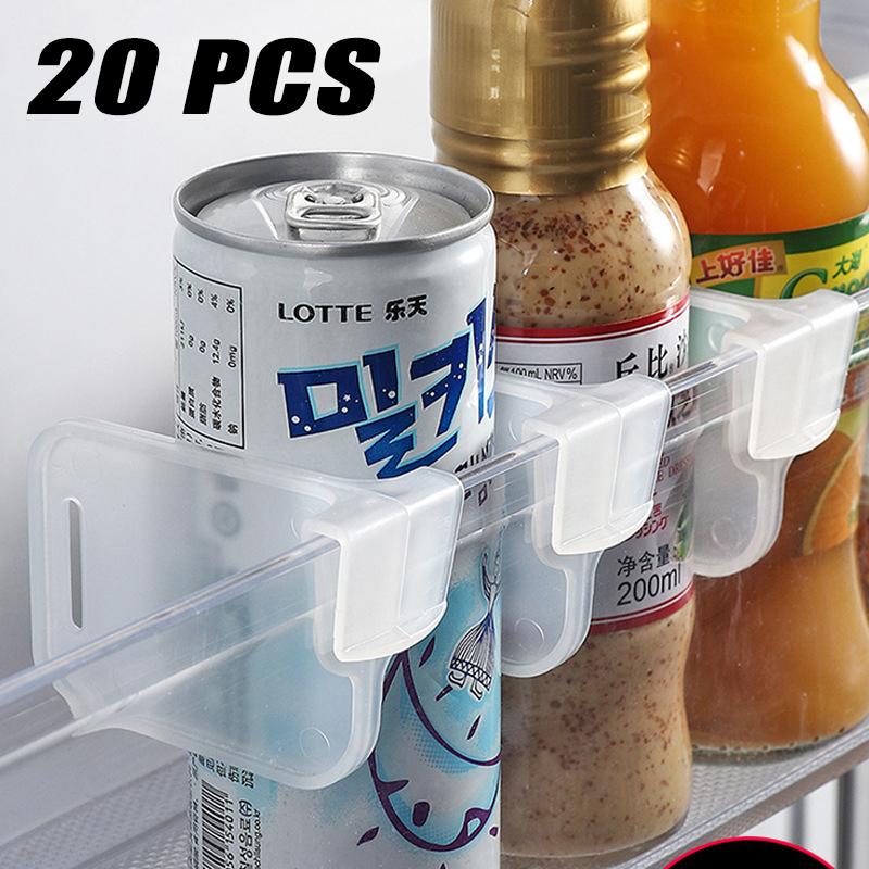 20 Pieces Fridge Organizer Storage Organization Divider Plastic Storage Divider Plywood Kitchen Bottle and Jar Rack Organizer