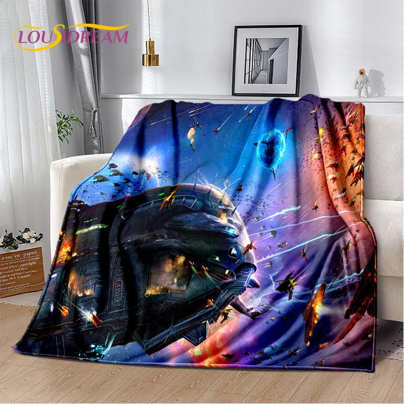 Spaceship  Spacecraft Universe UFO Blanket,Flannel Soft Throw Blanket for Home Bedroom Bed Sofa Picnic Office Hiking Kids Cover