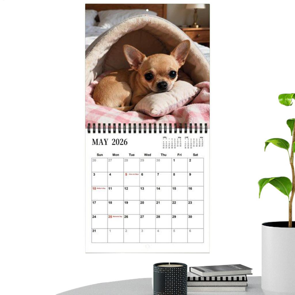 2026 Dog-Themed Wall Calendar January to December Family Planner for Home Bedroom School, Office Desk Calendar for Work