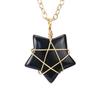 Hand-Wound Gold Natural Crystal Agate Pentagram Tiger Stone Star Necklace N583