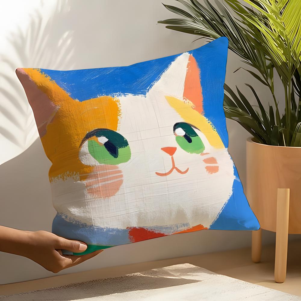 Cute Cartoon Cat Patterns Pillow Case Home Living Room Decoration Linen Pillowcover Pillow Cases Cushion Cover