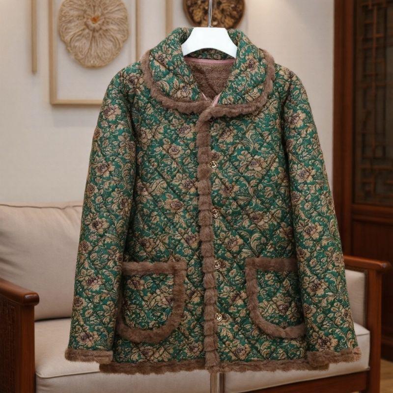 2025 Neue florale Samt-Baumwolljacke für Damen - Gemütliche, stilvolle Oberbekleidung für Senioren