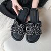2025 summer new lightweight temperament versatile Internet celebrity fashion rhinestone casual comfort light luxury fairy style slippers
