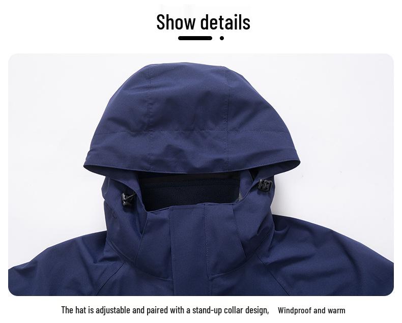 Unisex 3-in-1 Windproof Waterproof Breathable Detachable Outdoor Sports Jacket