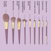 HMU 9pcs Wood Handle Best Synthetic Hair Make Up Brushes Set Vegan Eco Friendly Private Label Purple Makeup Brush Set