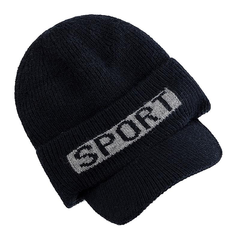 New Style Fashion Winter Hat Fur Lined Beanie Warm Brim Cap Stylish Hats For Men Outdoor Thicken Ski Sports Knitted Warm Hat