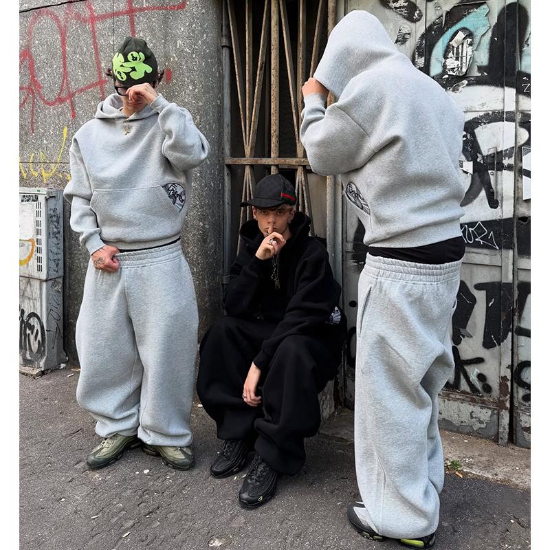Vintage Print Hoodie and Sweatpants Set - Long Sleeve Streetwear