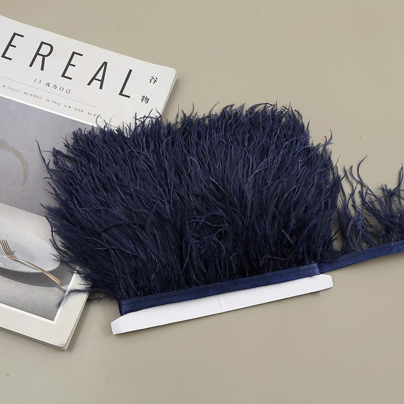 Color 8-10 Cm Ostrich Hair Cloth Edge Clothing Cuffs Hem Ostrich Feather Strips Cloth With Accessories Lace