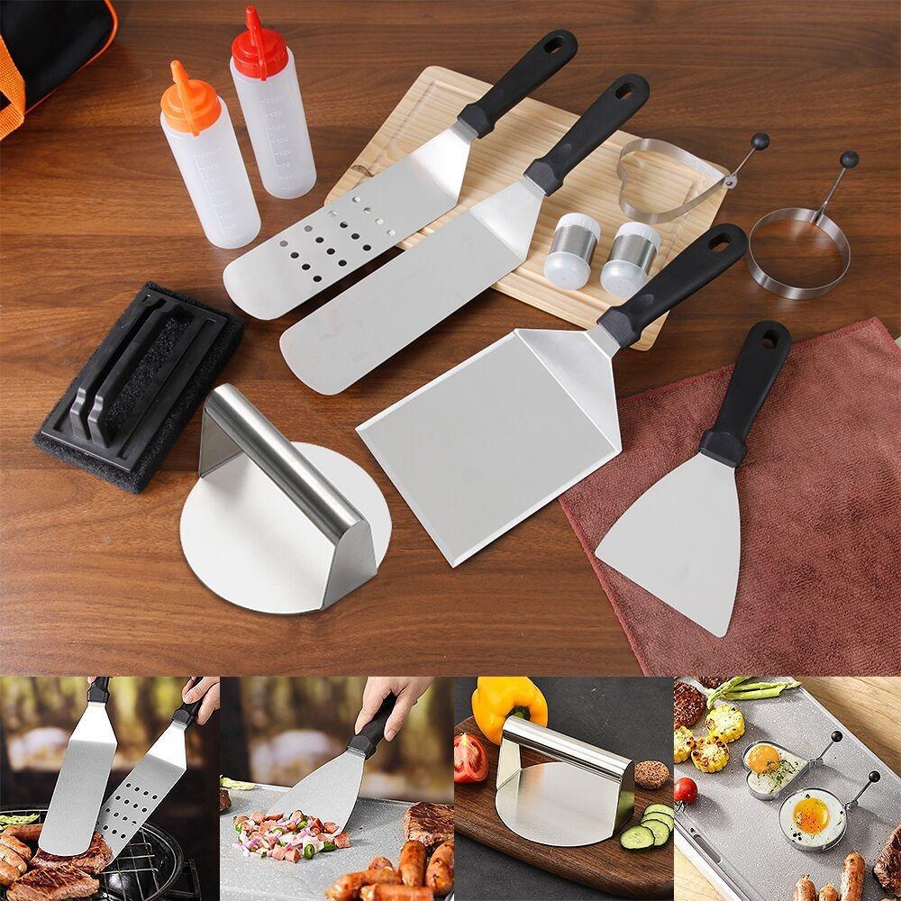 Stainless Steel Teppanyaki Scraper Non-Stick Cooking Spatula Steak Fried Shovel  Outdoor BBQ