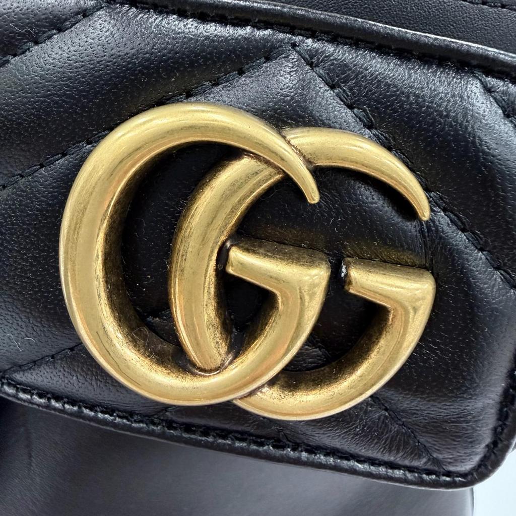Pristine GUCCI Ankle Boots GG Marmont Lace-Up Leather Short Boots 35 670397 Used