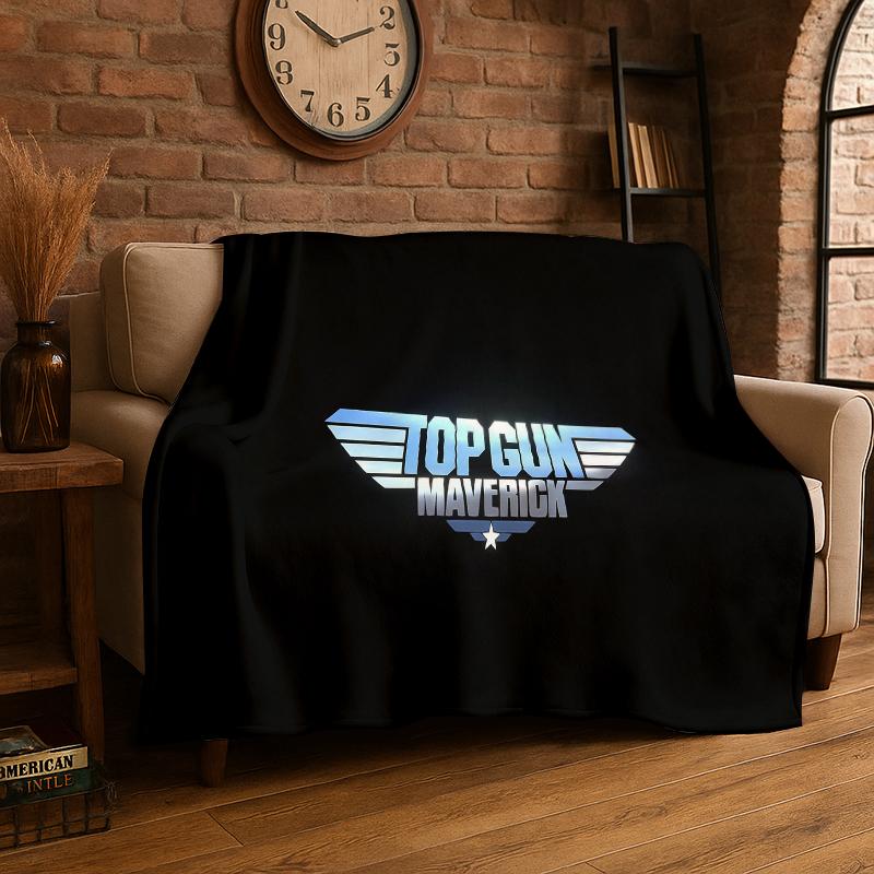 Classic Movie Top Gun Sign Tom Cruise Flannel Blanket Soft Warm Throw Blanket for Bedroom Living Room Bed Travel Picnic Gift 75x90cm