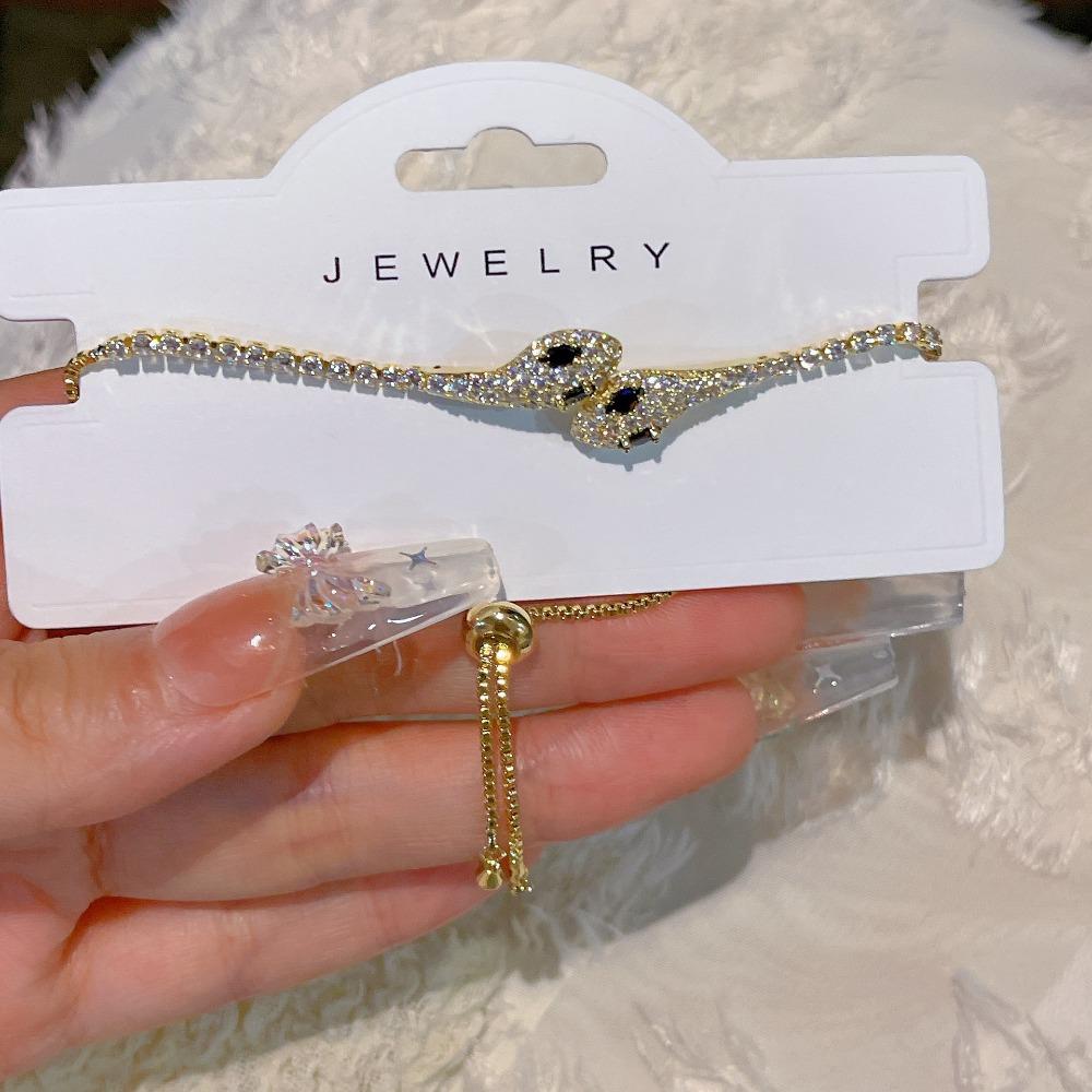 Grünäugige Geister-Schlangen-Armband, Hochwertiges Design für Damen, Exquisite Zieh-Handseil, Verstellbarer Micro-Inlay Zirkon Schmuck.