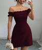 European and American retro pure desire sexy celebrity one-word collar temperament royal sister design sense hip-wrapped short dress
