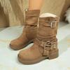 2026 Autumn New Ethnic Style Woman Cowboy Boots Thick Bottom Anti Slip Women's Middle Boot Retro Versatile Women Knight Boots