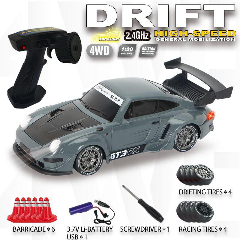 Remote Control , 1:24 Scale RC Drift , 2.4Ghz 4WD RC Toy with Lights, Tires, and Barricade Tool, Perfect Gift for Boys and Girls
