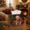 1pc Cozy Winter Tissue Box - Teddy Bear Santa Hat Present Napkin Storage Box, Suitable for Rolls/Facial Tissues/Single Sheets, Available for Christmas