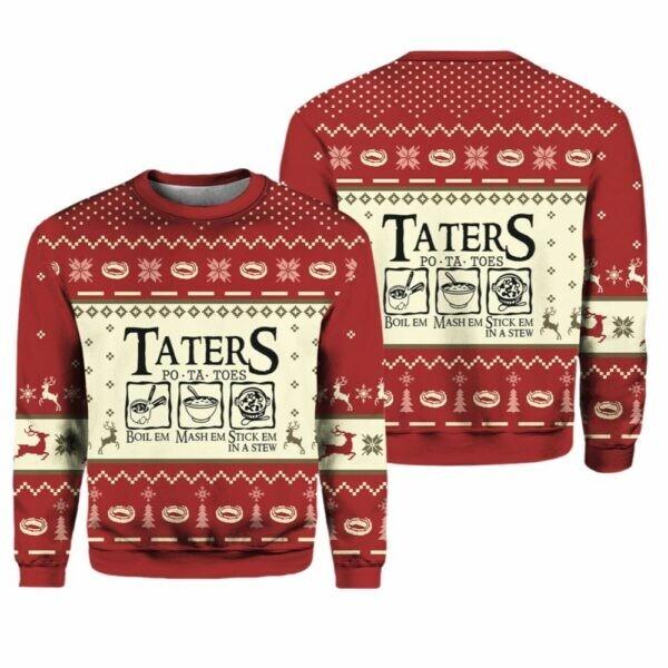Taters PoTaToes Ugly Christmas Sweater BG Unisex T-Shirt M