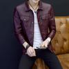 Leder Herren Modische Frühling Herbst Casual Koreanischen Stil Slim-fit Modische Herren Jugend Schöne Revers PU Leder Jacke