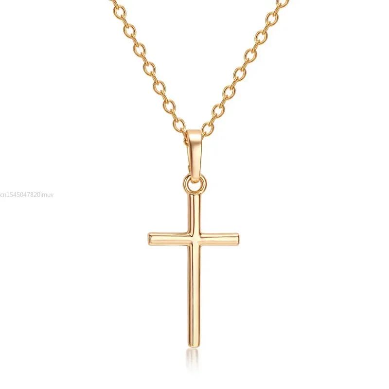 Luxury Zircon Cross Pendants Necklace Fashion Light Golden Silver Color for Men Women Jewelry Chain Accessory