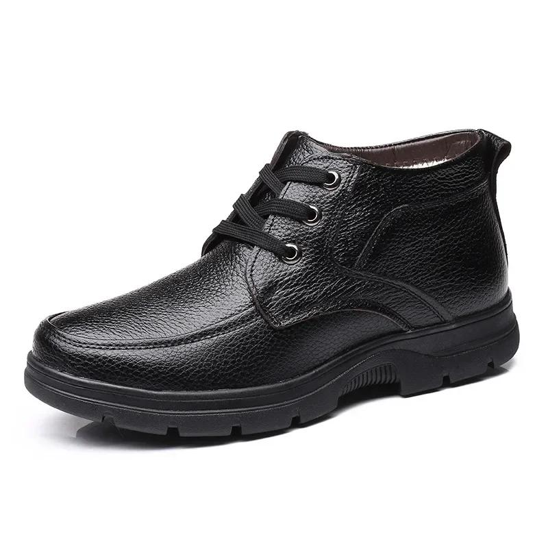 

2025 Winter Shoes Mens Ankle Boots Genuine Leather Non-slip Casual Male Winter Shoes Brand Footwear Black Brown D351 39 чорний