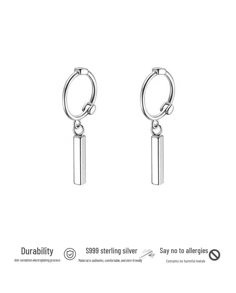Difeng S999 Срібні сережки-палички для жінок - Елегантний мінімалістичний дизайн
