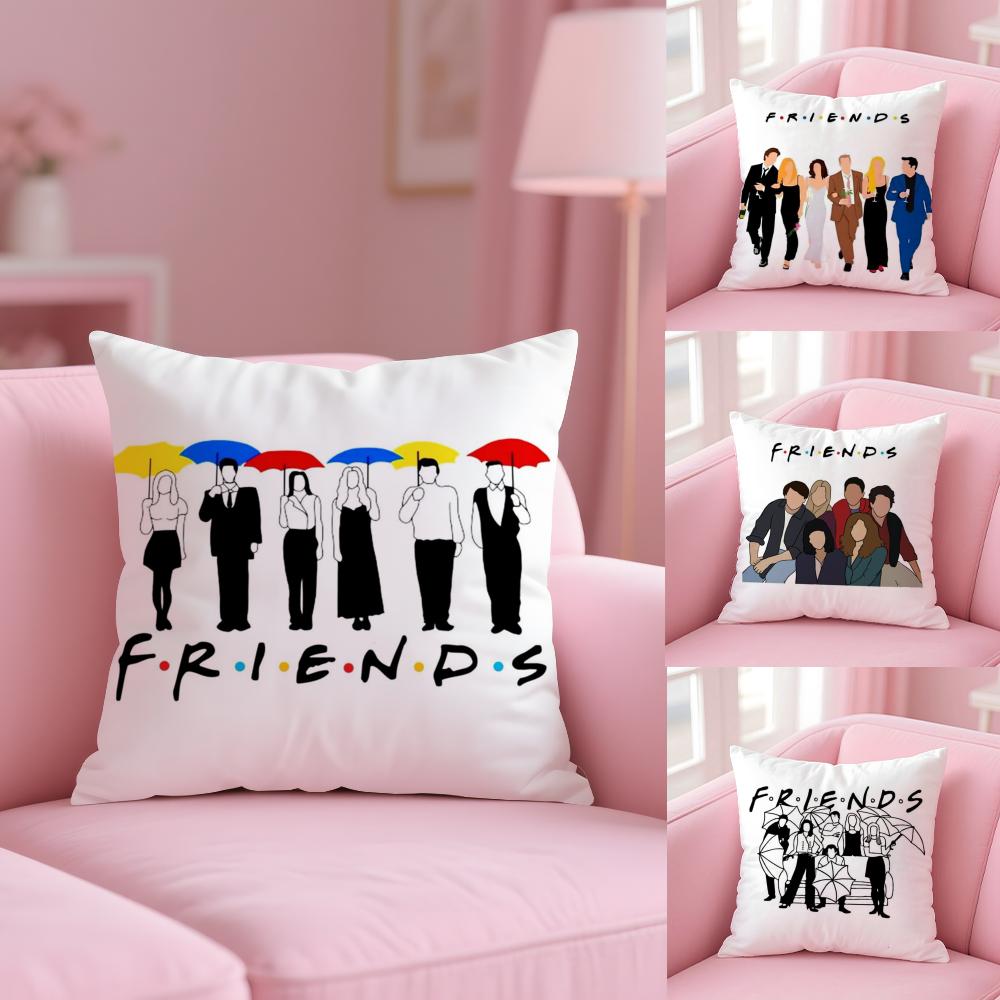 Classic F-Friends Tv Show Cushion Cover Soft Short Plush Double-Sided Printing Home Decor Machine Washable Pillow Case Gift