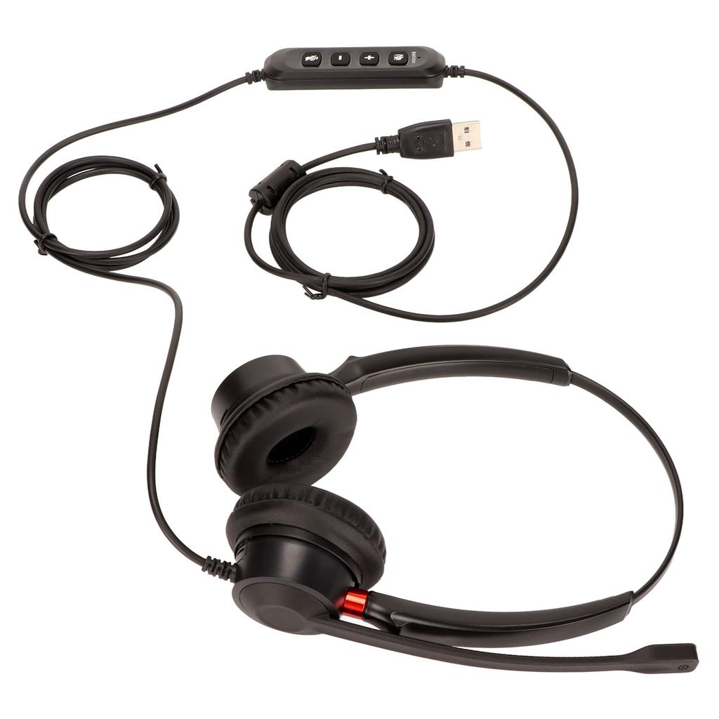 Telephone Headset Volume Adjustment Microphone Mute USB Binaural Customer Service Headset for Telema