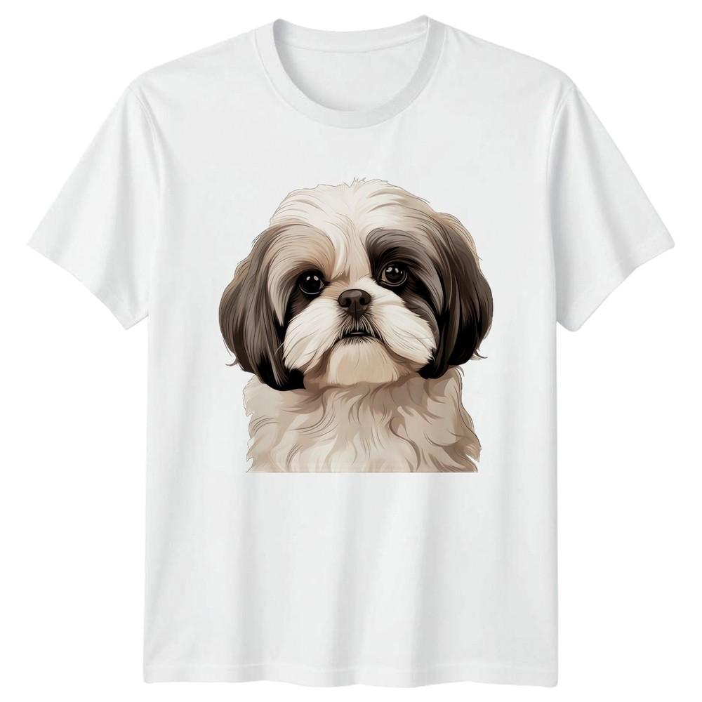 Watercolor Shih Tzu Portrait TShirt Shih Tzu Dog Lovers Gift For Him And Her S