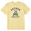 Life Is Good. Men's Jake Father Mows Best Short Sleeve Crusher Tee, Sandy Yellow