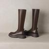 Krazing Pot Microfiber Autumn Winter Shoes Thick Bottom Platform Size 43 Long Boots Zipper Punk Style Thigh High Boots