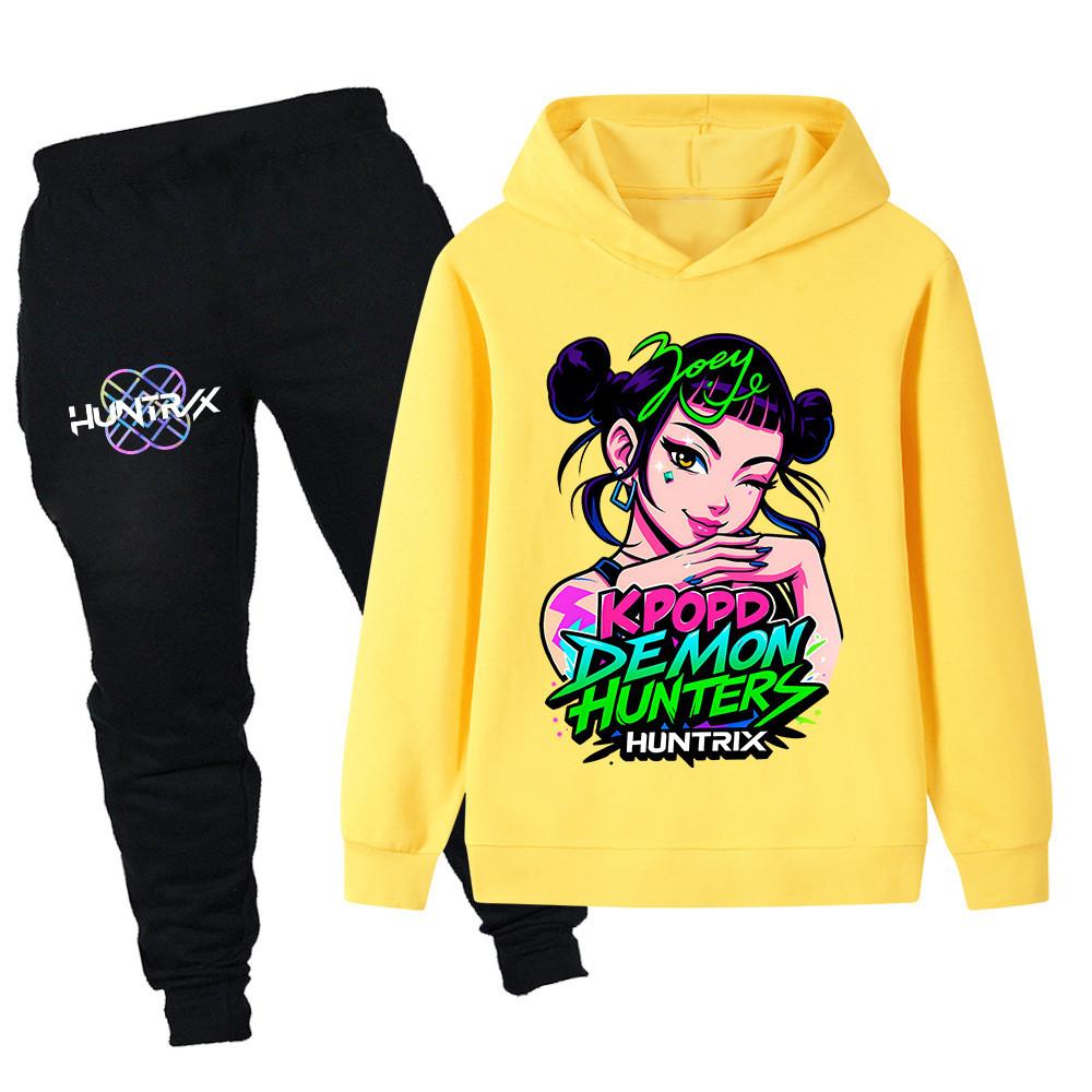 PB1214 Kinder Jungen Mädchen Kpop Mira Zoey Rumi Zoey Print Langarm Kapuzenpullover Hose Hosen Kleidung Sets