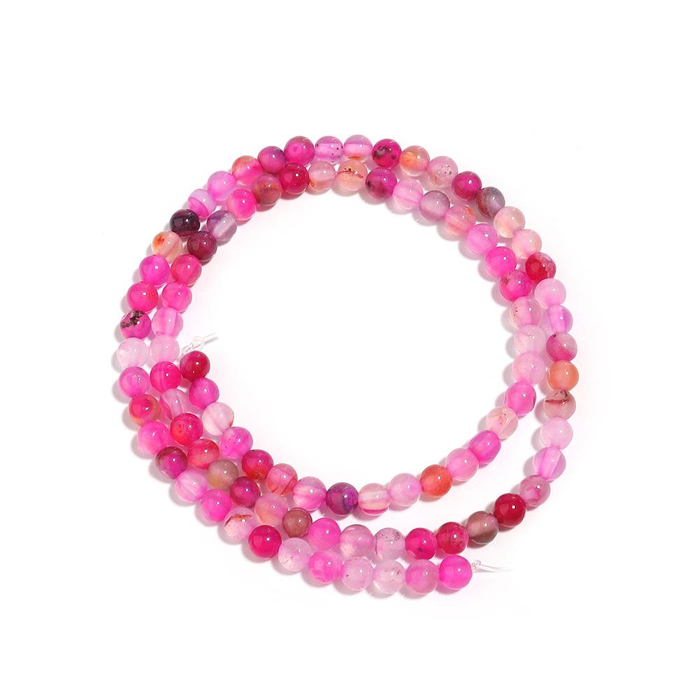 

4/6/8/10/12mm Hot Pink Natural Stripe Agate Stone Beads Round Gemstone Loose Beads For DIY Jewelry Making Bracelets Necklace