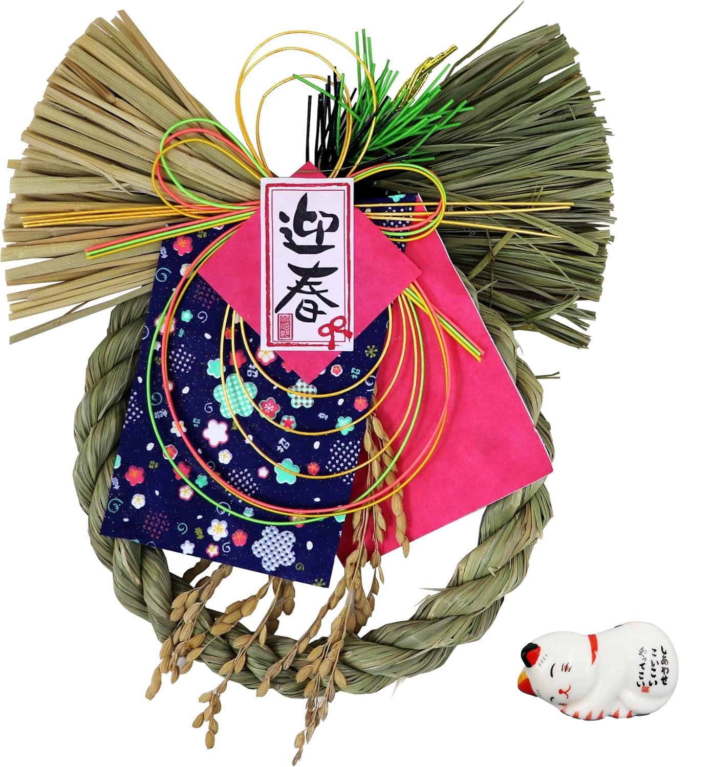 

Osaka Choseido New Decoration for the Modern and Stylish Shimenawa Made in Japan by Shimekazari with Approximately 32cm Nozomi Maneki Neko Chopstick