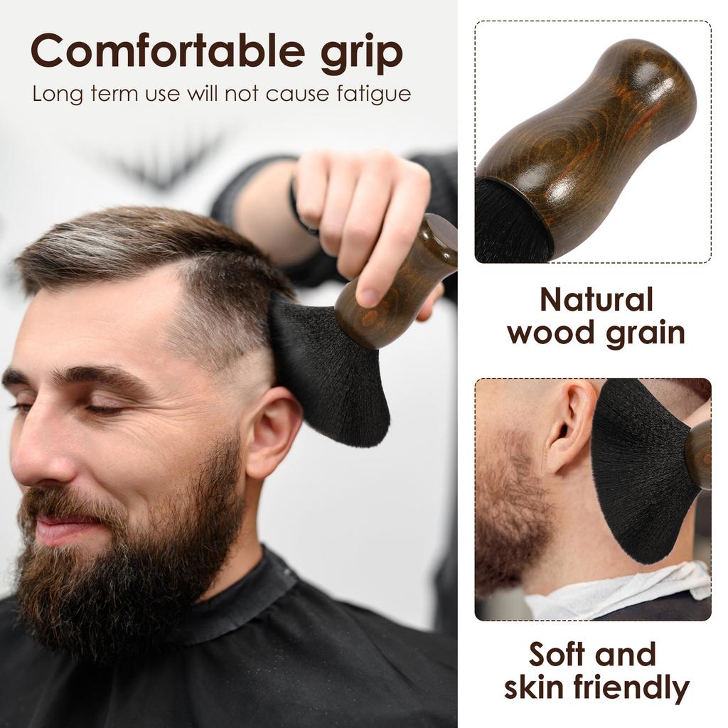 Soft Hair Brush Hairdressing Hair Cutting Broken Sweep Face Neck Brush Cleaning Wooden Handle Professional Barber Salon Tool