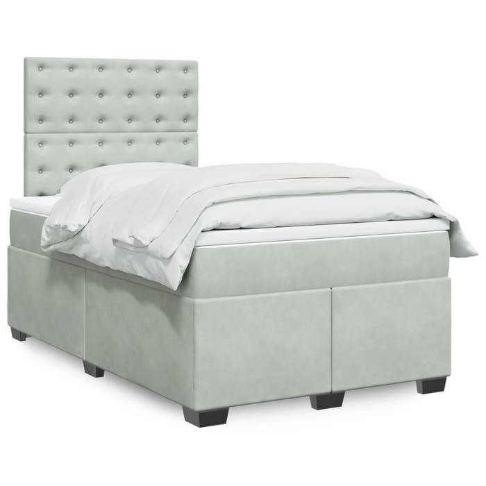 VidaXL Sommier à lattes de lit et matelas gris clair 120x190cm velours, lit, lit à plate-forme, lit à panneaux, meuble de 3293170