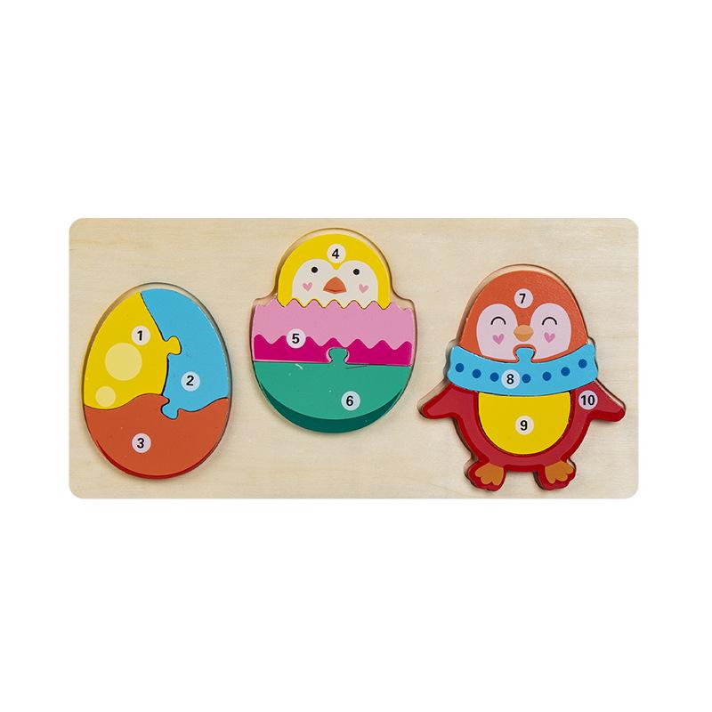 3D Wooden Animal Number Puzzle & Growth Educational Blocks