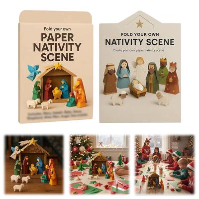 Christmas DIY Paper Nativity Scene W/Jesus Angel Animal Nativity Scene Origami Set Nativity Paper Craft Kit for Family Activity