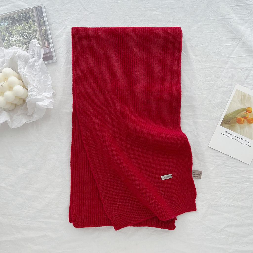 New 100% Wool Scarf Winter  Solid Color Warm and Cold proof Women's Scarf Fashion Versatile Knitted Scarf