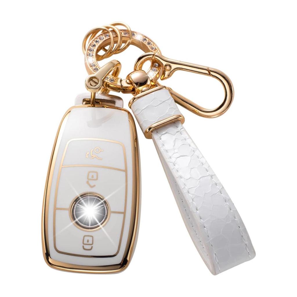 Gold-Edged Key Cover Pendant with Stone Pattern Keychain for Cars - Cross-Border Bestseller