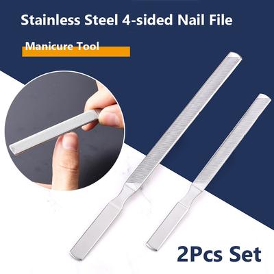 1Pcs Stainless Steel 4 Sides Nail File Set Trong Professional Nail Sanding Polishing Nail Art Beauty Tools