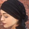 Solid Color Ruffle Slouchy Hat Soft Women Elastic Hair Bonnet Night Sleeping Cap Braids Long Curly Hair Wrap Skull Cap