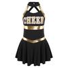 Girls Carnival Party Halloween Cosplay Cheerleading Uniform Outfit Sleeveless Crisscross Back Dress